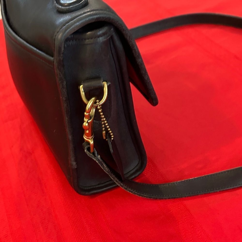 Authentic Vintage Coach Court Black Leather Top-Handle Shoulder Bag 9870 - Picture 7 of 14